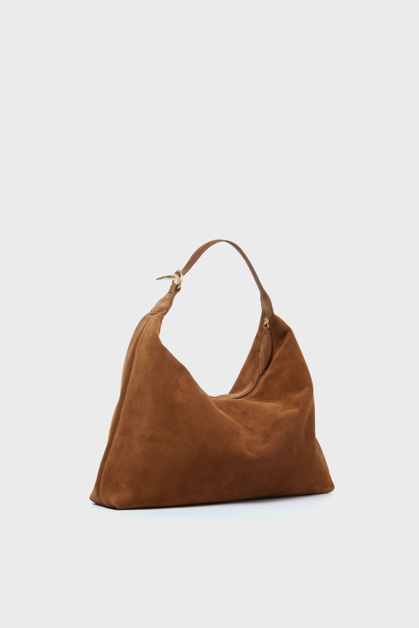 Brown Suede Pillow Shoulder Bag