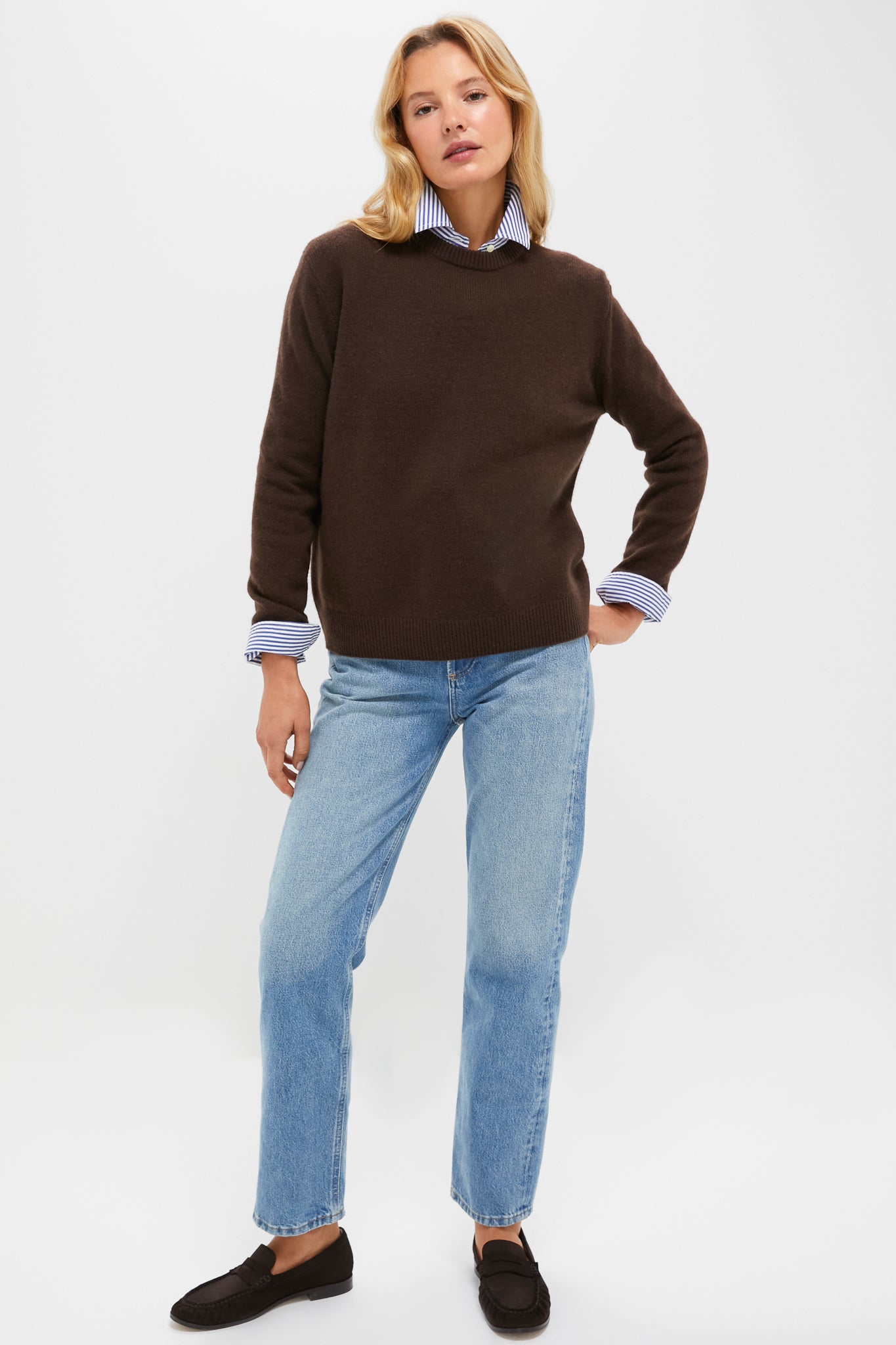 Chocolate Cashmere Bodie Boyfriend Crewneck