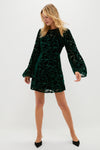 Emerald Green Burnout Velvet Oaklynn Mini Dress