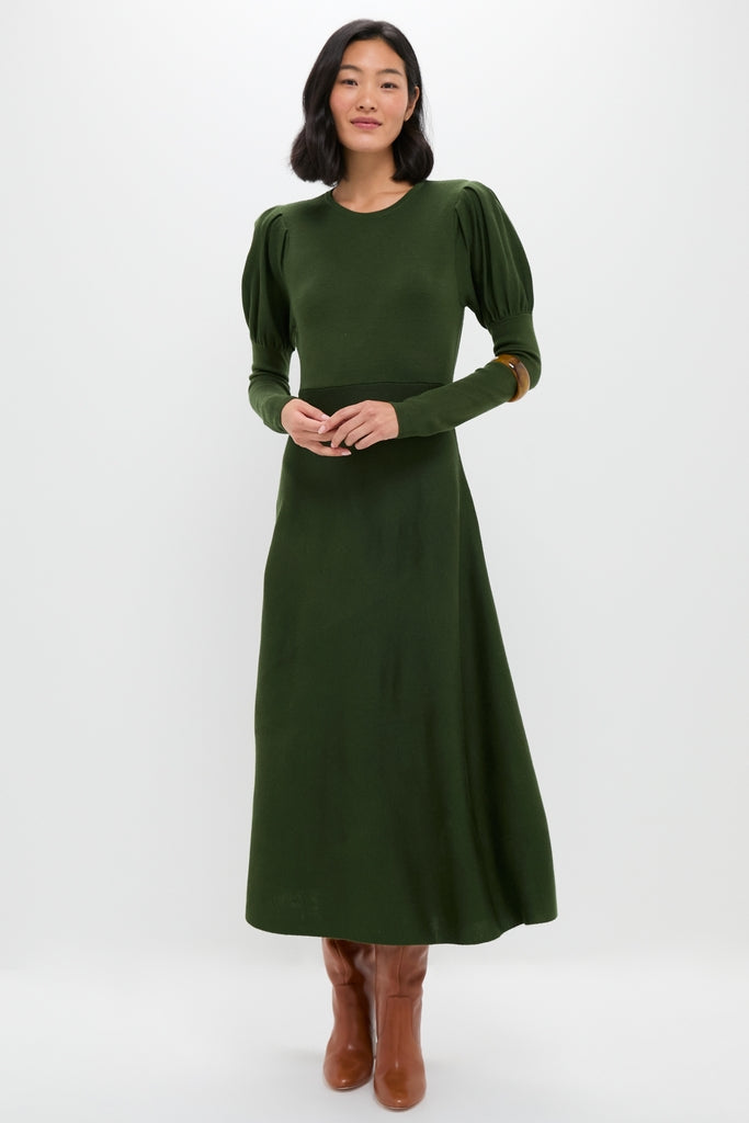 slim fit dress slacks Osment Long Sleeve Knit Mini Dress L | XL | Olive | Womens main image 1