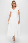 White Nina Pleated Midi Dress