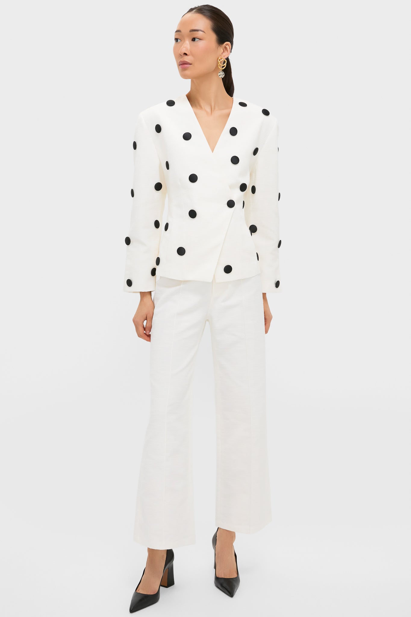 Black and Ecru Aloise Textured Buttons Jacket