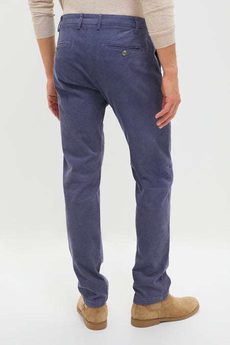 Blue Haze Superior Soft Corduroy Flat Front Trouser