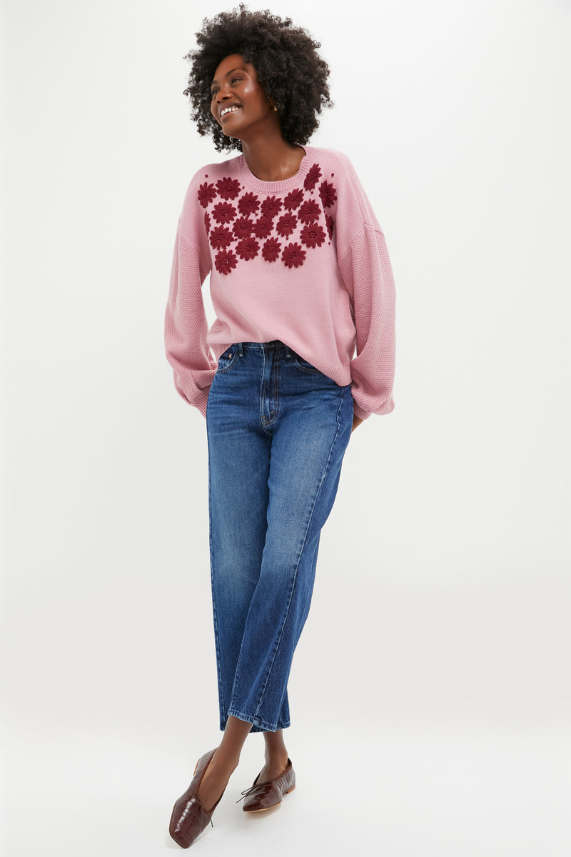 Rose Embroidered Floral Francine Sweater
