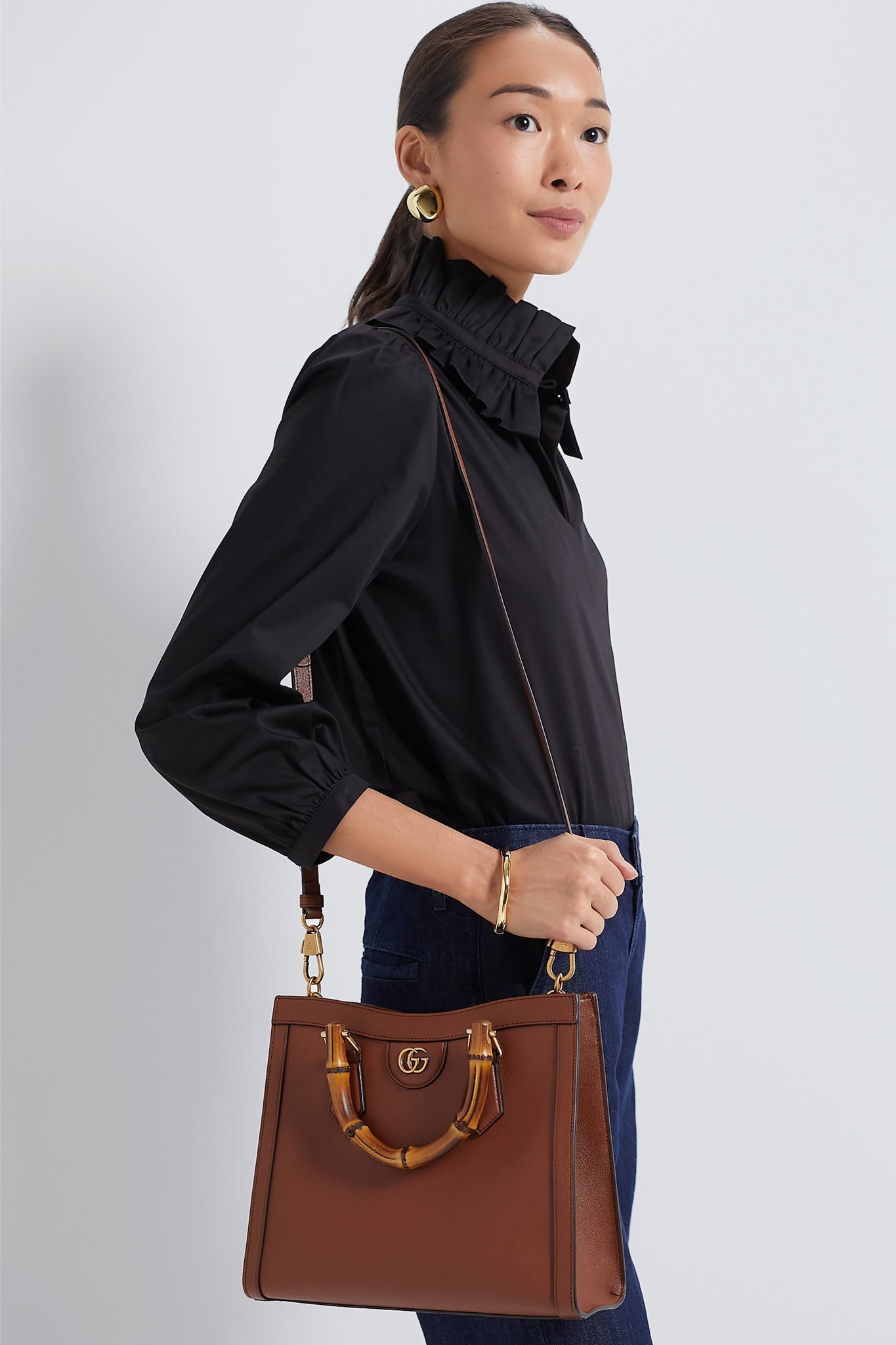 GUCCI Brown Bamboo Diana 2 Way Handbag