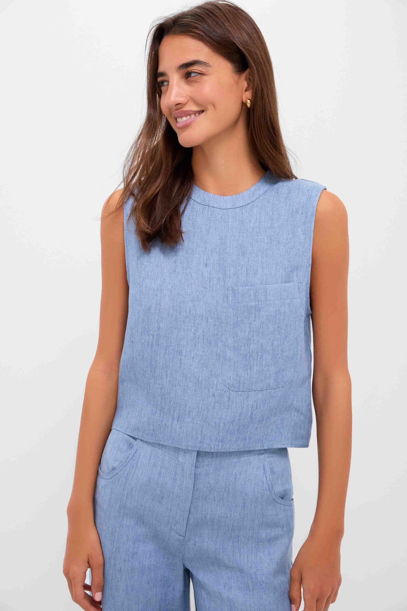 Light Indigo Cropped Muscle Tank