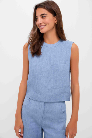 Light Indigo Cropped Muscle Tank