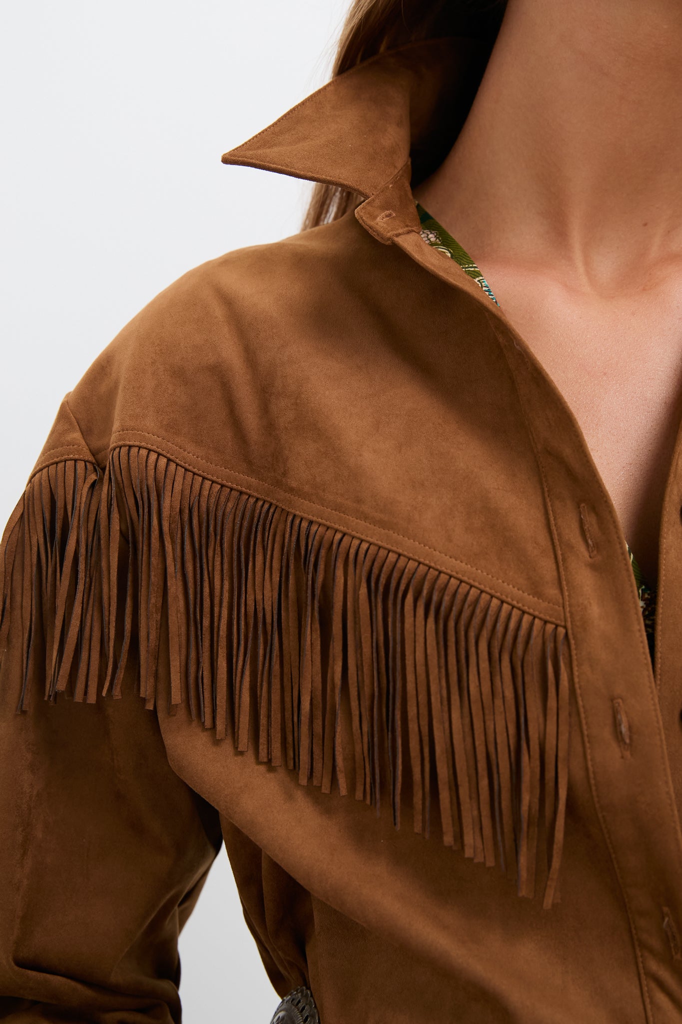 Taupe Clea Fringe Shirt | Saylor