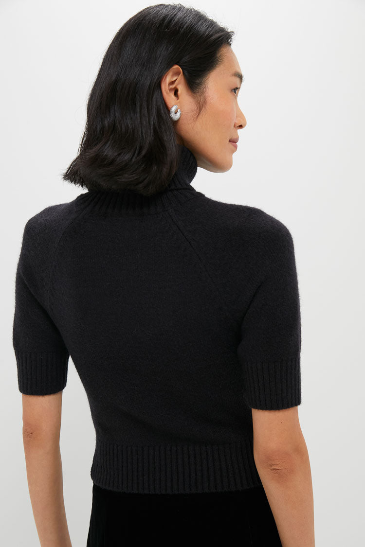 Black Silver Merrill Bow Short Sleeve Sweater
