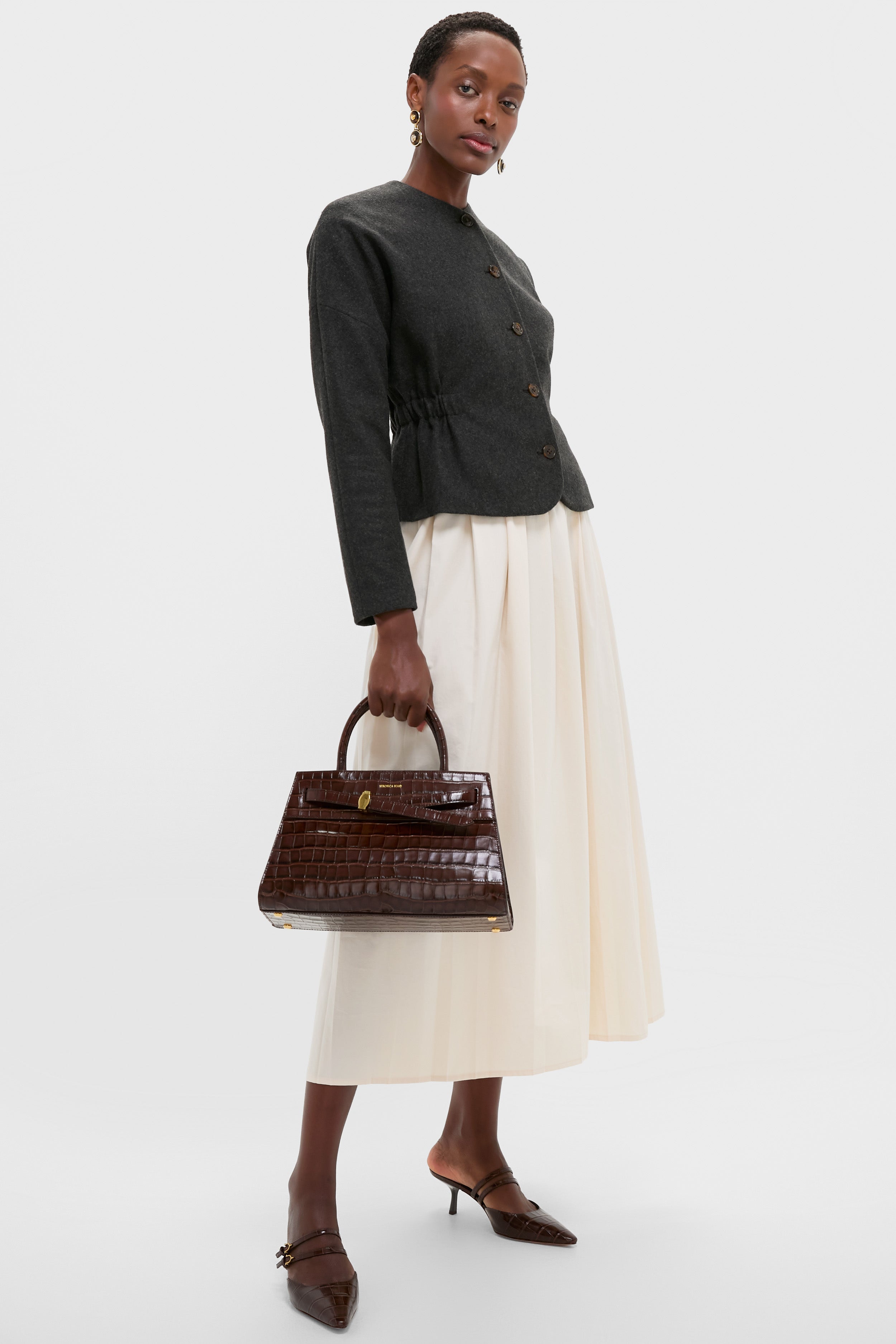 White Swan Soft Pleated Maxi Skirt