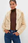 Latte Striped Fur Davy Crop Jacket