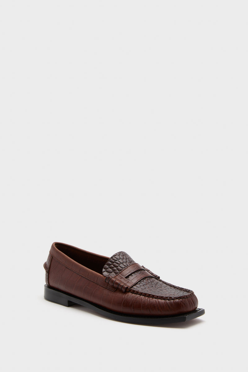 Brown Madison Crocodile Loafers
