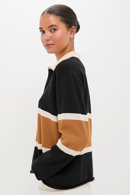 Black with Bronze Stripe Rugby Sweater