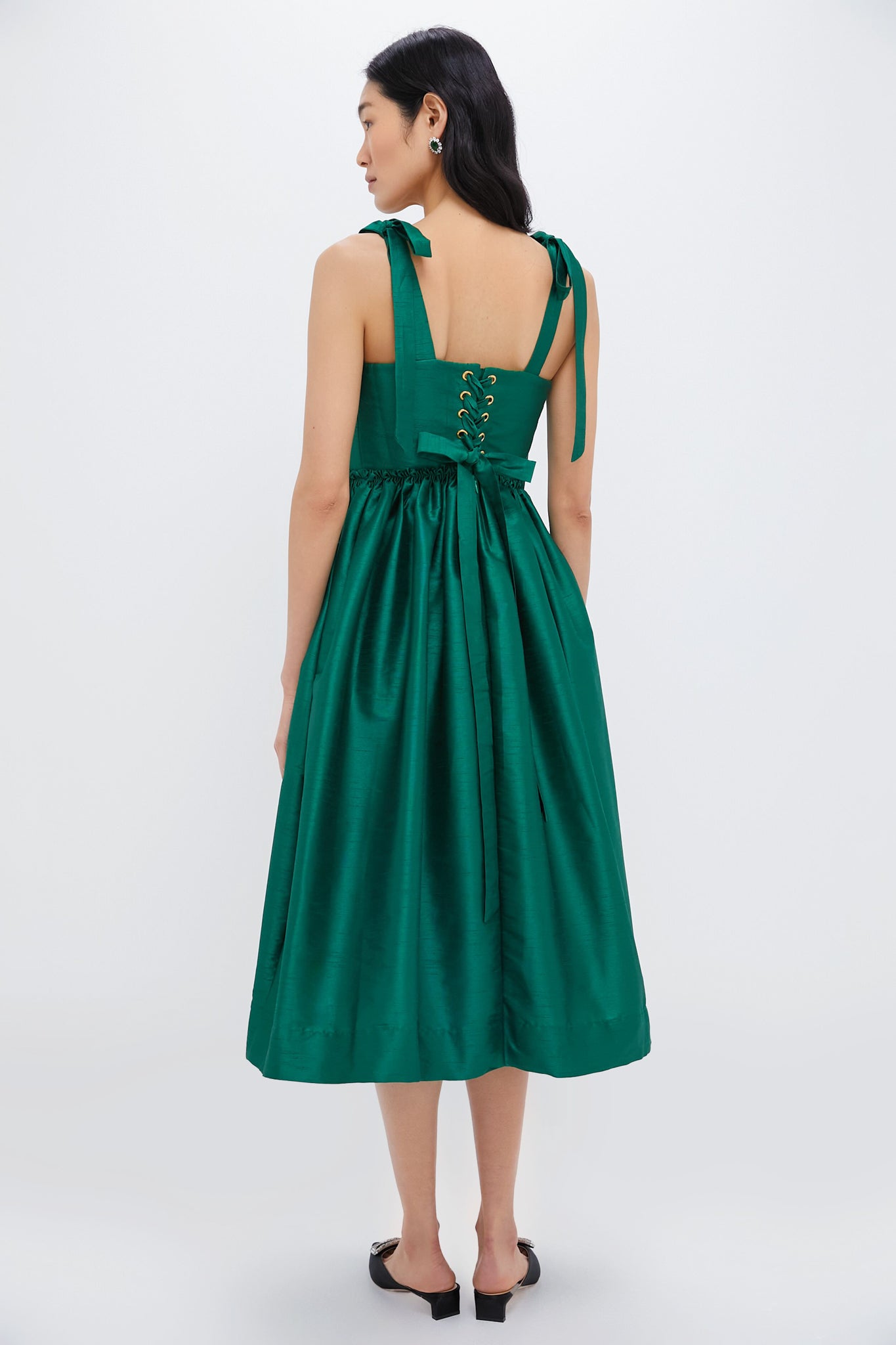 louise marie tie strap corset taffeta maxi dress Louise Marie Tie-Strap Corset Taffeta Maxi Dress