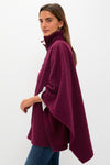 Oxblood Boucle High-Neck Poncho