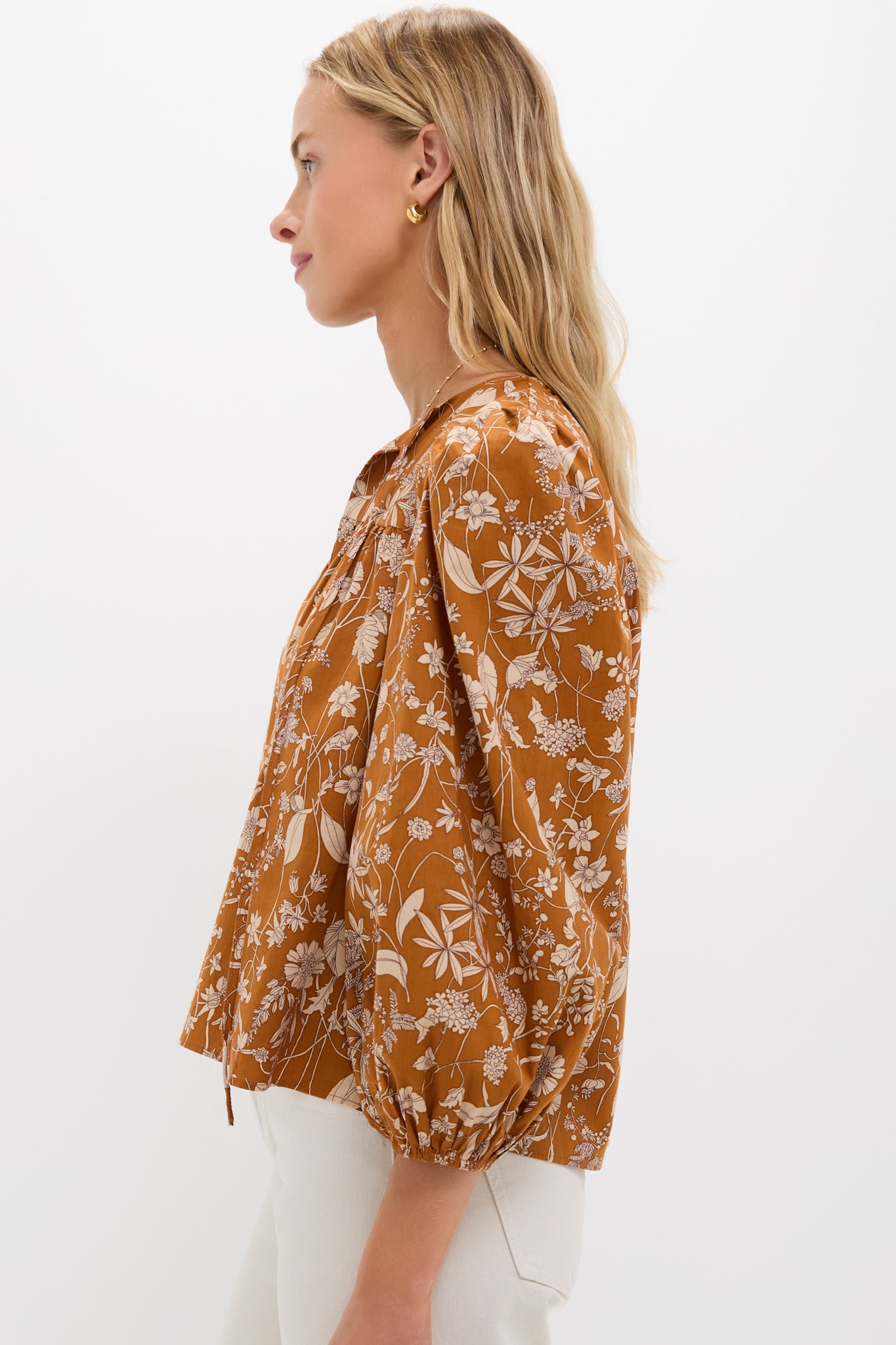 Burnt Orange Floral Long Sleeve Petunia Blouse