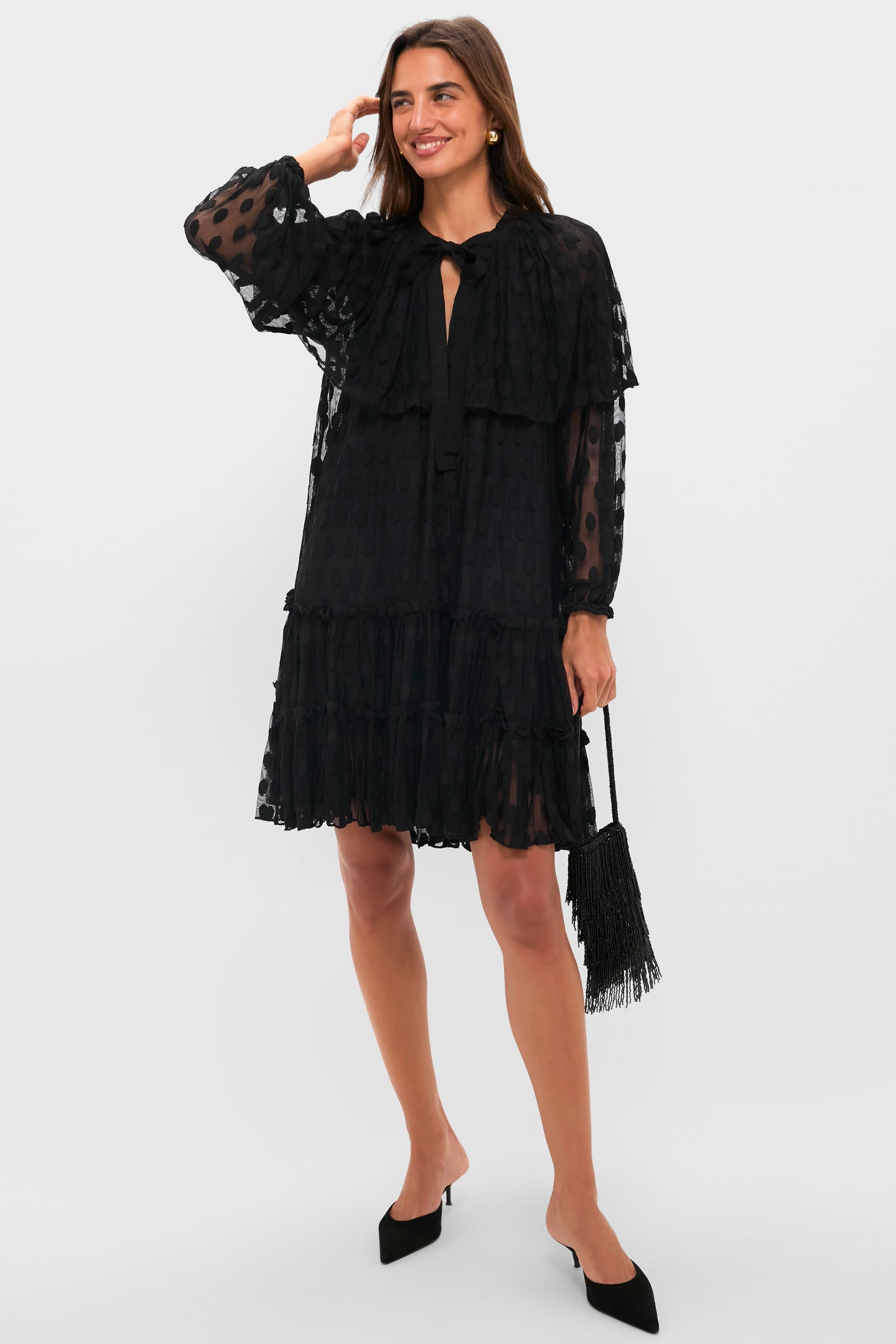 Noir Audette Lace Long Sleeve Mini Dress