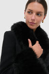 Black Tailored Boucle Fur Jacket