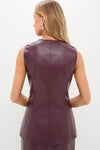 Plum Stamped Faux Leather Duke Top