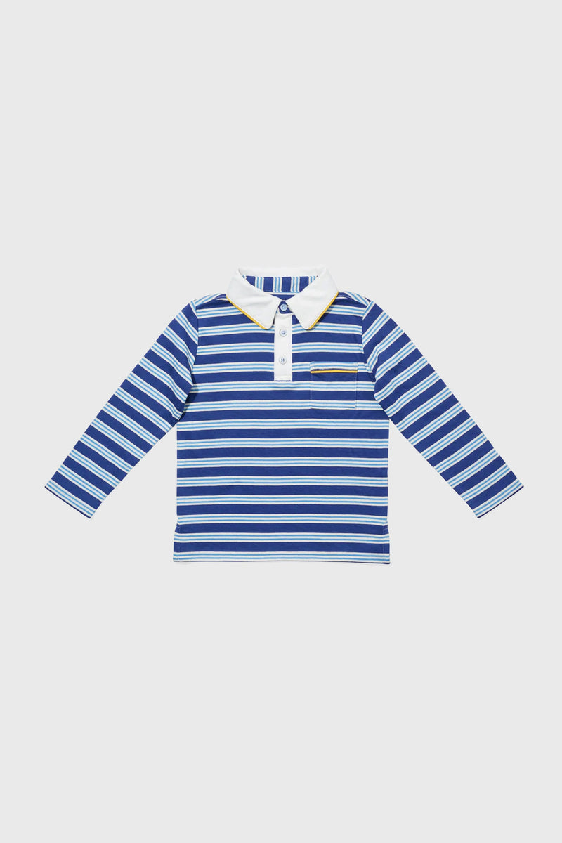 Navy Twin Stripe Parker Polo