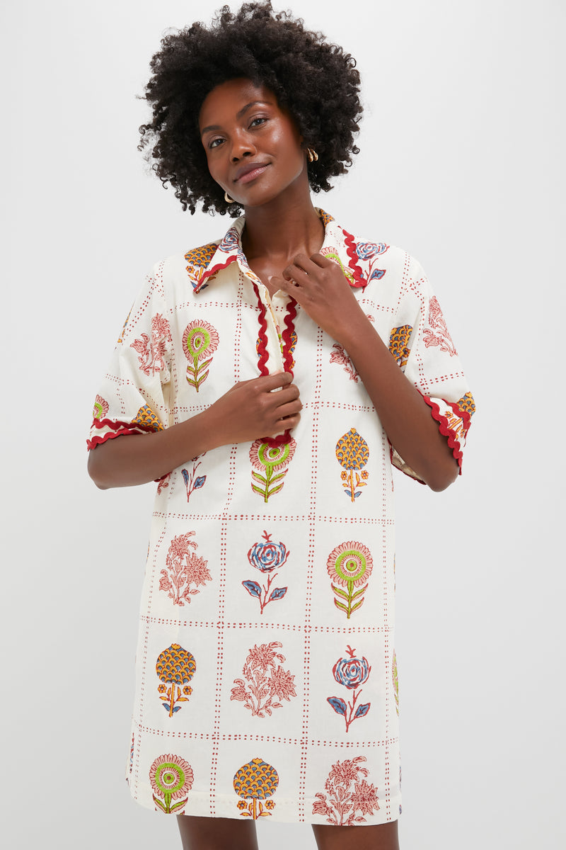 Taormina Cream Collared Mini Shirt Dress