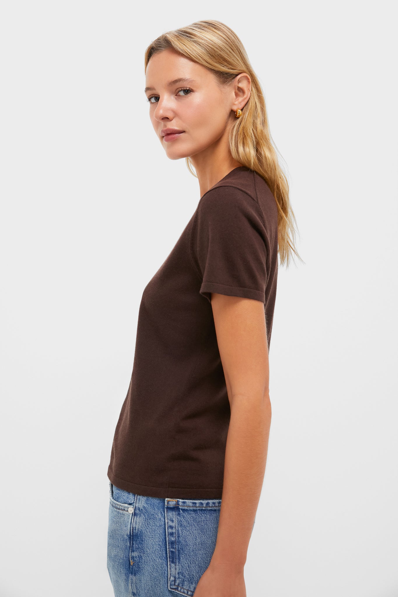 Chocolate Cashmere Silk Katie Tee