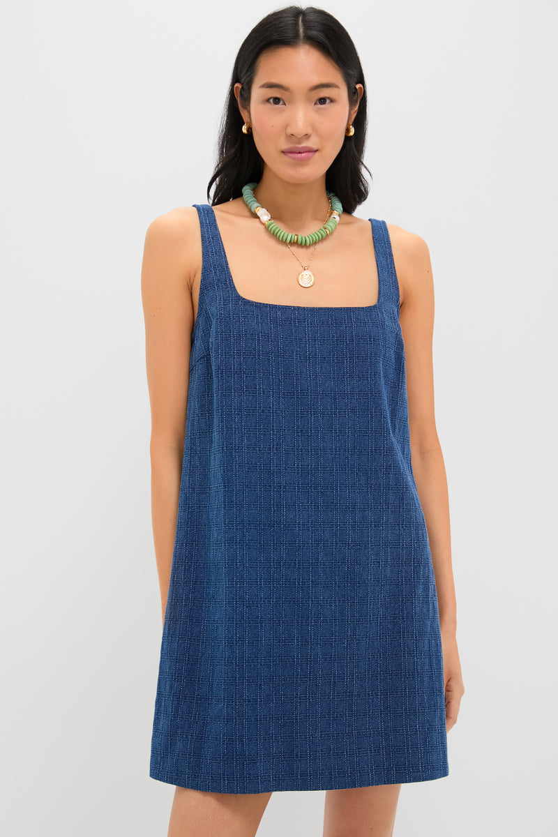 Textured Windowpane Denim Cassie Dress