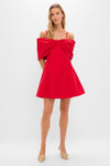 Off-the-Shoulder Red Bow Bates Mini Dress