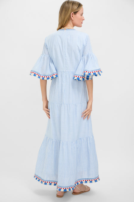 Chambray Stripe Fringe Ginger Dress