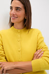 Chartreuse Cashmere Covered Button Quinn Cardigan