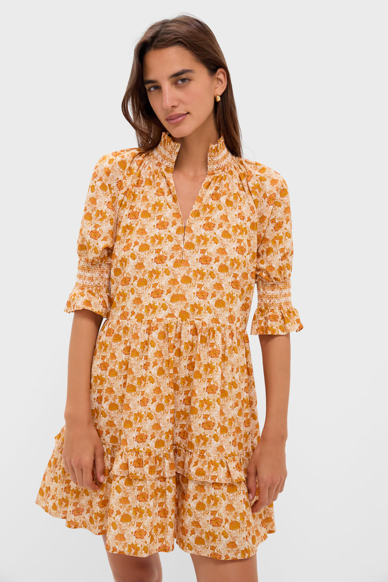 Burnt Orange Floral Sawyer Mini Dress