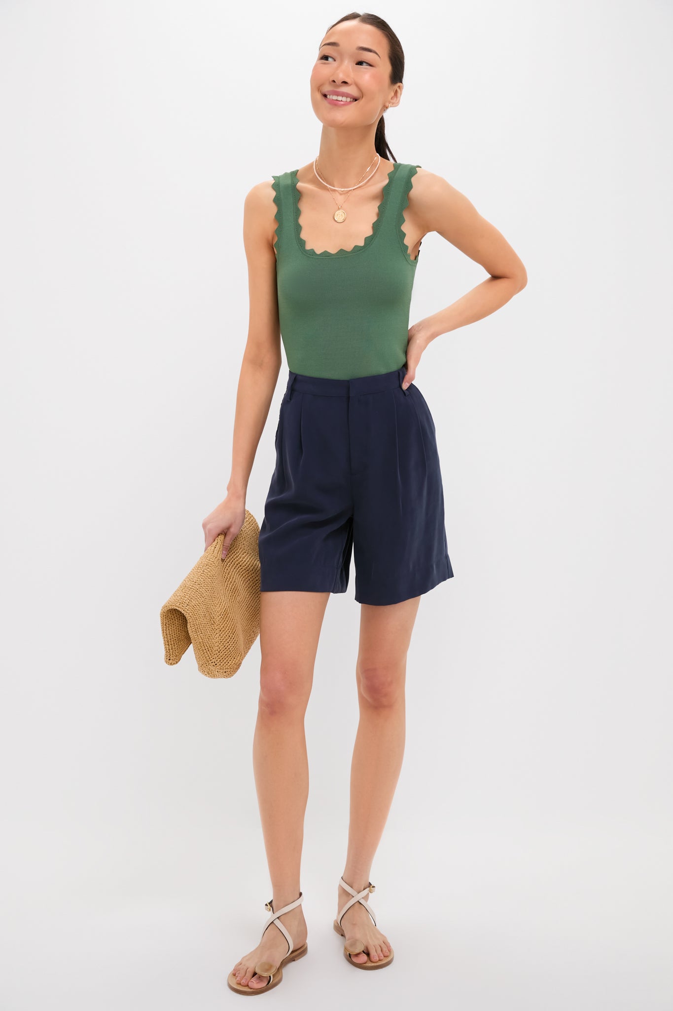 Olive Ric Rac Compression Tank