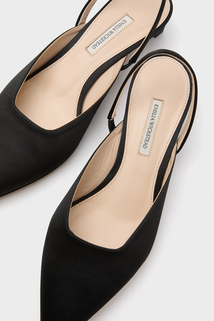 Black Satin Kaori Kitten Heels