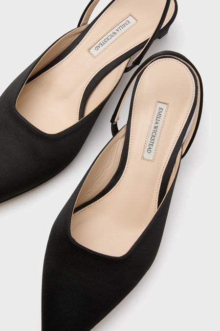 Black Satin Kaori Kitten Heels