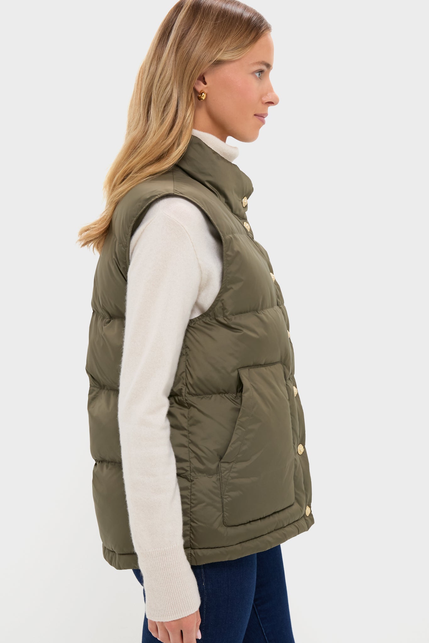Olive Green Inez Puffer Vest