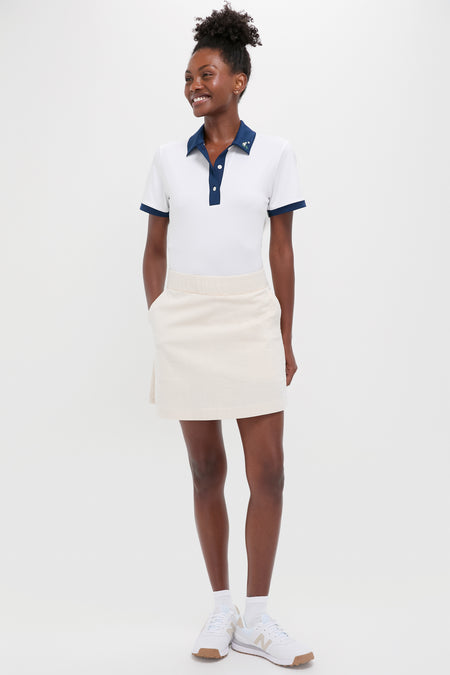 Khaki and White Stripe 16 Inch Performance Seersucker Winefred Golf Skirt