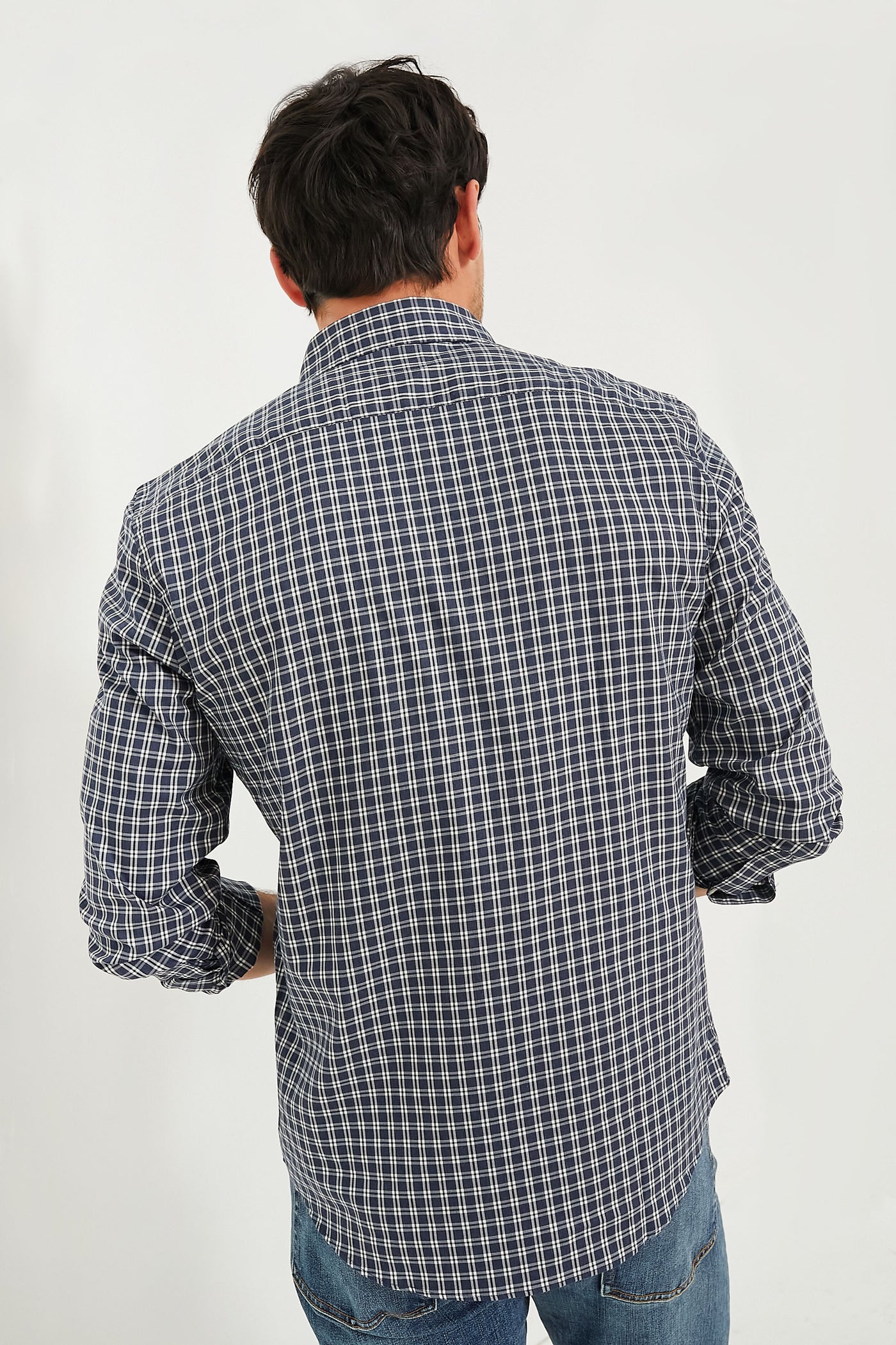Navy White Check Movement Shirt