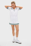 White and Green Short Sleeve Performance Knit Nora Sweater Polo