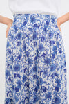 Exclusive Blue Morning Flower Print Shirred Skirt