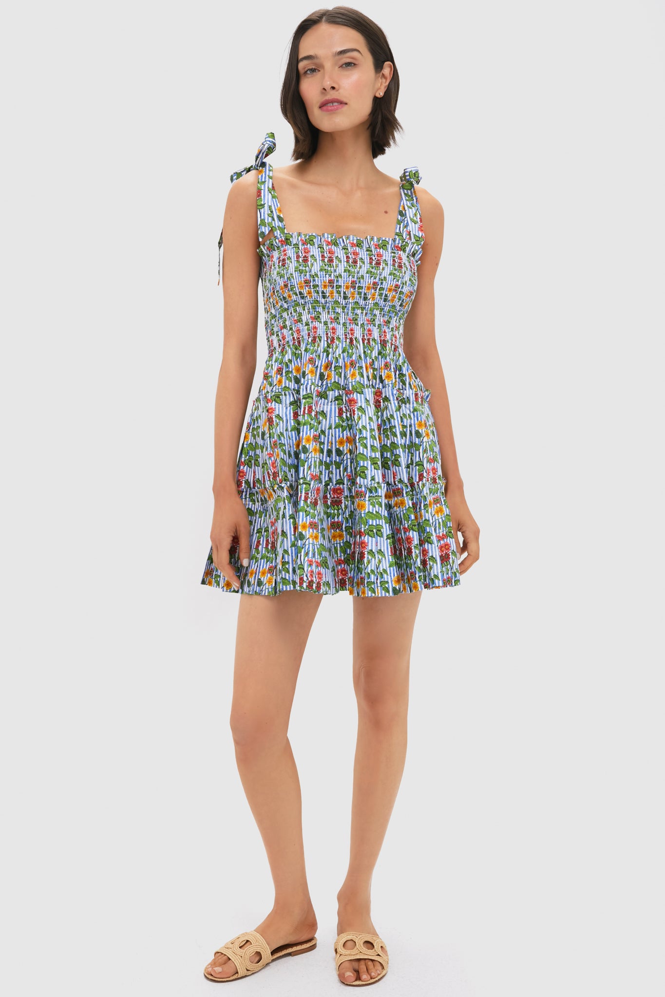 Geranium Stripe Ribbon Charlotte Nap Dress