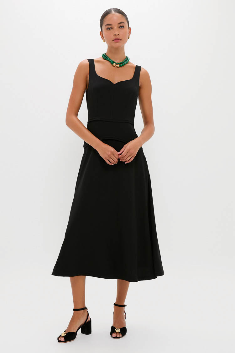 Noir Vivi Sweetheart Neckline Midi Dress