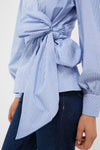 Continental Stripe Tie Front Bow Bea Blouse