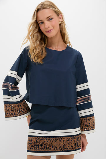 Riverside Stripe Cotton Eyelet Maxine Top