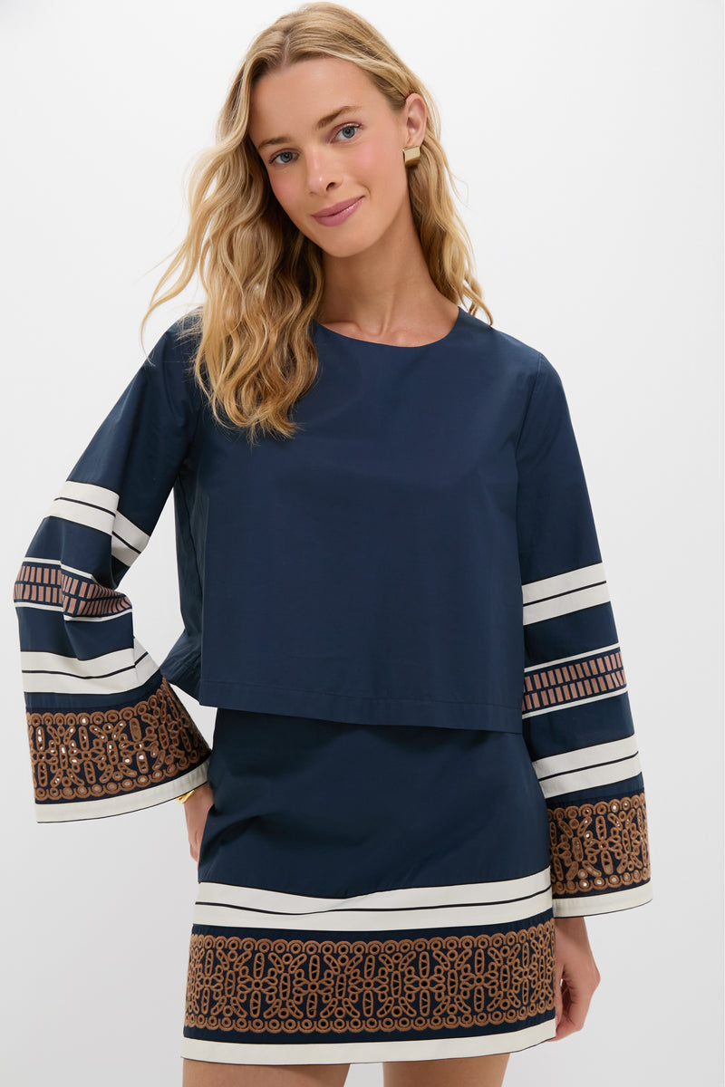 Riverside Stripe Cotton Eyelet Maxine Top