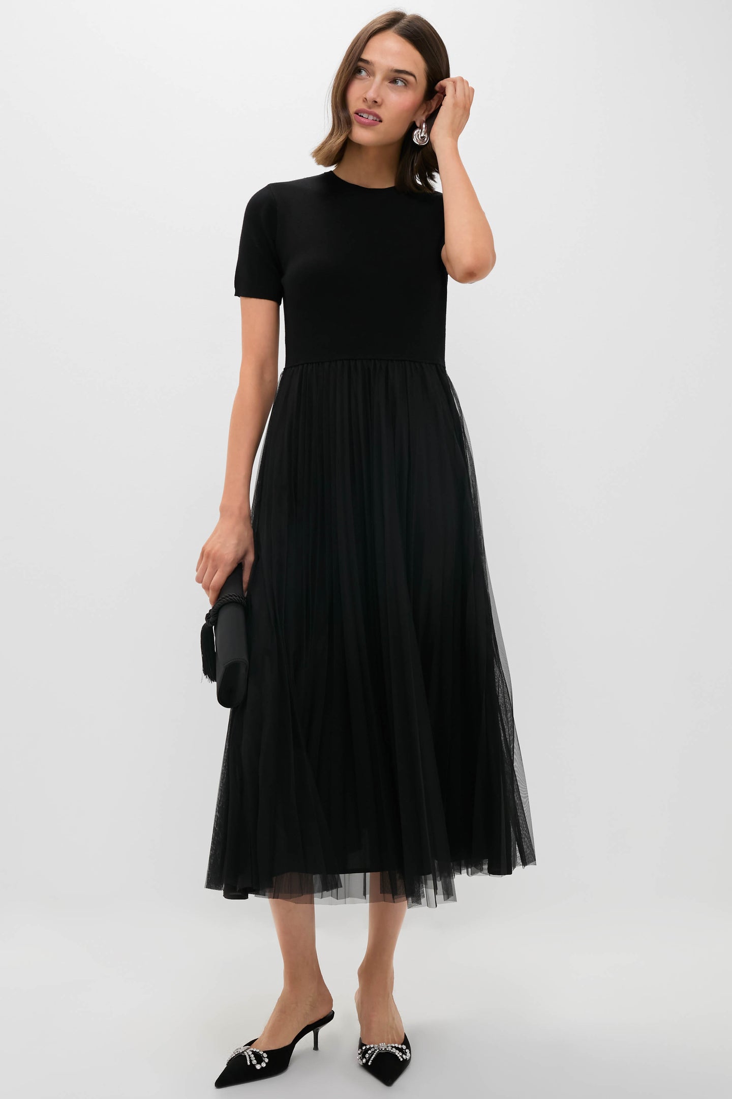 Black Short Sleeve Knit Welton Dress
