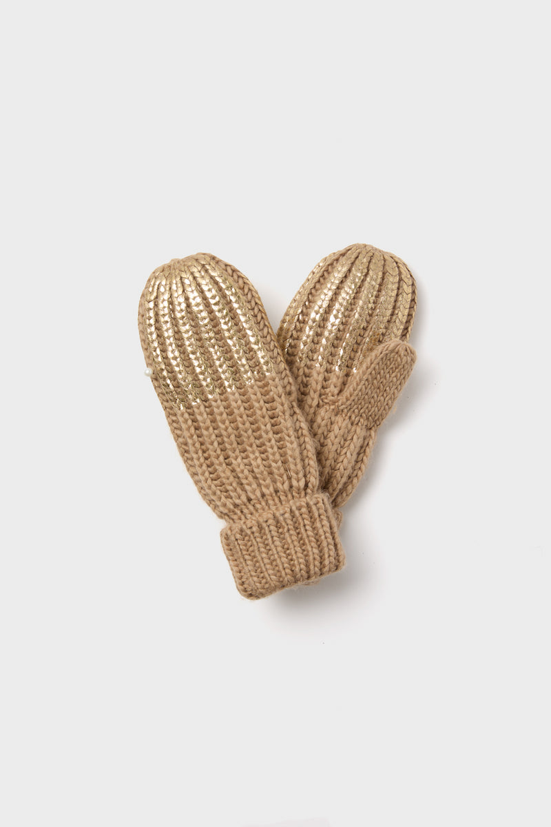 Gold Metallic Scarf and Mittens Set