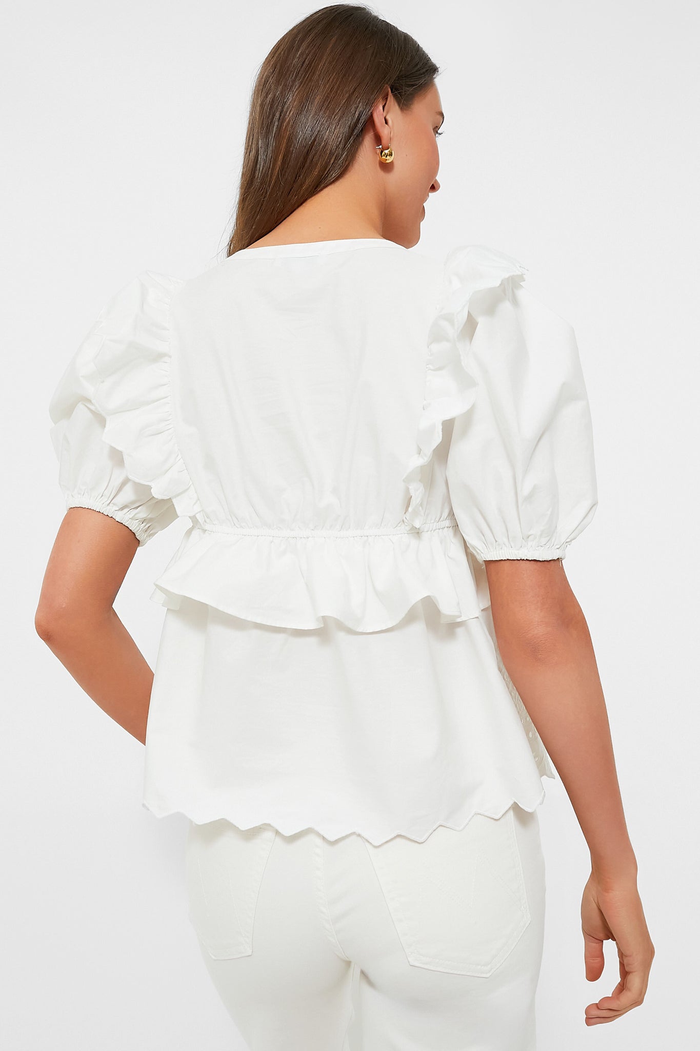 Exclusive White Ruffle Eyelet Top