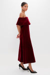 Burgundy Wind Velvet Carita Midi Dress