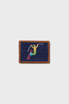 Navy Ski Tricks Needlepoint Credit Card Wallet