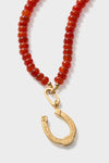 Exclusive Red Carnelian Gemstone Necklace with Horseshoe Charm